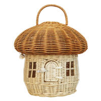 Panier de rangement en rotin en forme de gland pour jouets d'enfants, style Instagram, à poser au sol