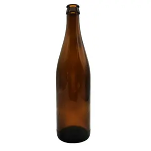 Garrafa de vidro âmbar volume de 600ml para cerveja com tampa de coroa