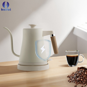 Hotel bedarf Zimmer gerät Schlanker Schwanenhals Edelstahl 304 0,8 l elektrischer Kaffee kessel mit strukturiertem Holzgriff - Product Image 3