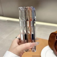 Casing Ponsel Magnetik PC Transparan Jernih Oranye Kristal Anti Kuning Berkualitas Tinggi 2mm untuk iPhone 16 17 Pro Max dengan Tombol AI