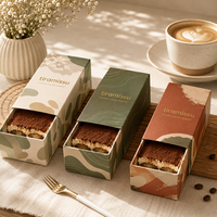 Boîte à gâteau en papier kraft personnalisée, longue et rectangulaire, pour l'emballage de tiramisu, boîte en carton