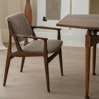 Chaises de salle à manger en bois massif de style nordique, très vendues, avec revêtement en tissu, pour hôtel, restaurant, café, chaise rembourrée en noyer