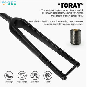 Fourche avant de vélo de route SeeMore 700C en fibre de carbone, axe traversant 100x12 mm, tige conique, frein à disque, légère et durable - Product Image 3