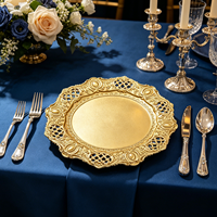 Assiettes de Présentation Empilables en Plastique PP Doré Filigrané, Découpées en Treillis, Style Américain, Idéales pour Fêtes, Mariages et Banquets – Vente Chaude