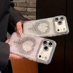 Luxury bling glitter diamond <b>camera</b> loving heart marble mobile phone case girls back cover for iPhone 11 12 13 14 15 16 17 pro - Product Image 2