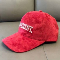 Gorras de Béisbol Personalizadas con Visera Curva de 5 Paneles, de Gamuza Roja, Estilo Vintage, Lisas, de Satén, para Hombre, Bordadas, con Cierre a Presión