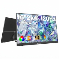 Moniteur de jeu portable Innoview 16 pouces 120Hz 2.5K QHD avec 2 ports Type C HDMI pour consoles PS5 Switch Xbox