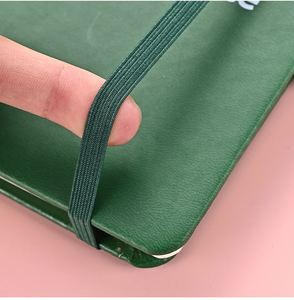 Carnet A6 personnalisable en cuir PU rigide avec logo, reliure cousue, sangle élastique, portable, imprimé, pour la vente en gros - Product Image 3