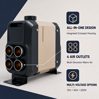 Chauffage d'air diesel tout-en-un 5KW 12V 24V à quatre sorties pour camion, camping-car, fourgonnette, VR