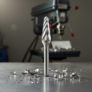 Fraise rotative conique à bout sphérique en carbure TTAKE Ab8700, diamètre 12,7 mm, longueur 32 mm, coupe Z3 pour perçage de métaux - Product Image 3