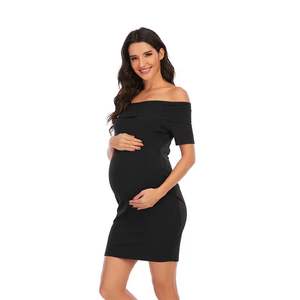 Oferta de Verano: Elegante Vestido de Maternidad con Hombros Descubiertos y Tela Elástica de Buena Calidad - Product Image 3