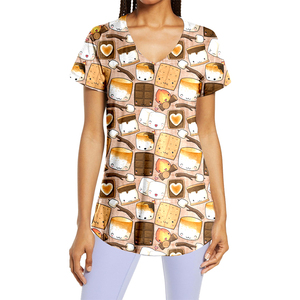 T-shirt à manches courtes et col en V pour femme, imprimé drapeau du 4 juillet, mélange de coton, décontracté, pour les vacances - Product Image 4