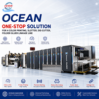 Machine de découpe et de collage de carton ondulé entièrement automatique Ocean pour boîtes en carton 2, 3 ou 4 couleurs avec impression flexographique