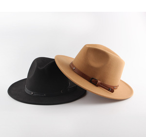 Rộng vành cảm thấy bán buôn Panama Fedora <span class=keywords><strong>Hat</strong></span> len Fedora mũ với ban nhạc - Product Image 5