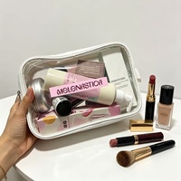 Trousse de Toilette/Maquillage Transparente en PVC Imperméable Personnalisable avec Poignées pour Femme