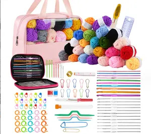 Charmkey Beginners Adults Starter Kit Knitt Gifts Needles Yarn Knitting Tool Accessories 127Pcs Crochet Kits with Yarn Set