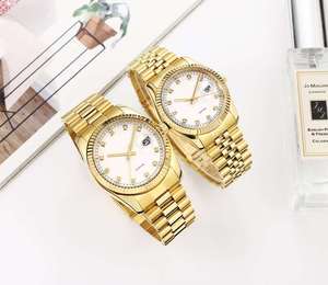 Relojes Mecánicos de Acero Inoxidable Resistentes al Agua con Decoración Chapada en Oro de Moda para Regalo - Product Image 2