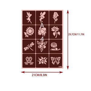 Plantilla de tatuaje de Henna reutilizable para arte corporal, aerógrafo de purpurina, tatuaje temporal negro, pegatina de plantilla India - Product Image 3