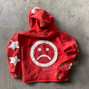 Clothing Custom Manufacturerwashed French Terry Hoodies Applique Patch Embroidery Vintage Distressed Acid Wash Zip up Hoodie - Product Image 4