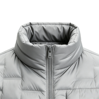 Blouson matelassé pour homme, fermeture éclair, col montant, gris argenté, léger, chaud pour l'hiver, logo personnalisé, OEM, vente en gros