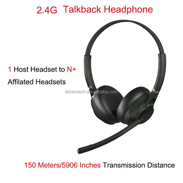 Latest High End Noise Cancelling Call Center Headphones Wireless Dual-Mode On-Ear Headset for 150 Meters Distances Group Talks