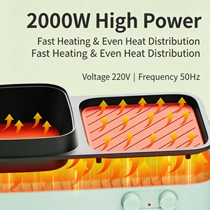 SEAAN Elektrischer Hot Pot Koreanischer BBQ-<span class=keywords><strong>Grill</strong></span> Abnehmbarer <span class=keywords><strong>Shabu</strong></span>-<span class=keywords><strong>Shabu</strong></span>-Topf Antihaftpfanne Temperaturregelung Mechanische Steuerung 1000W - Product Image 4