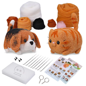 Due gatti lana feltro poke artigianali simpatici animali artigianali ago da te ornamenti in feltro di lana - Product Image 1