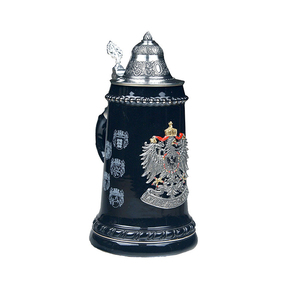 Mug <span class=keywords><strong>de</strong></span> <span class=keywords><strong>bière</strong></span> en céramique avec couvercle en métal, grès, coréen, allemand, forme créative, 1 litres - Product Image 2