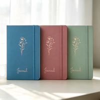 Cuaderno de Tapa Dura Personalizado Premium, Diario con Diseño Floral en Dorado, Correa Elástica, Cuadernos con Opciones Multicolor para Oficina