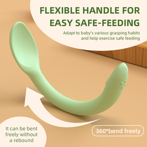 Cuillère pour bébé avec noyau en fer, sans fuite, cuillère d'alimentation flexible en silicone à 360°, qualité alimentaire sans BPA, ustensile pliable pour bébé, 6 couleurs - Product Image 2