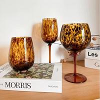 Verre à vin imprimé léopard, gobelet à pied marron tacheté pour la maison, le bar ou les fêtes
