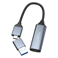 Tarjeta de captura de video USB 4K 2,0 con HDMI de doble cabezal y 3,0 Tipo-C Resolución de 60Hz Entrada de 5V para juegos