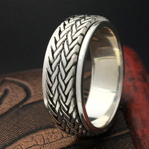 Модные кольца в стиле ретро многослойное кольцо из чистого серебра 925 пробы модная цепочка для мужчин и женщин юбилей вращающееся кольцо из конопли - Product Image 1