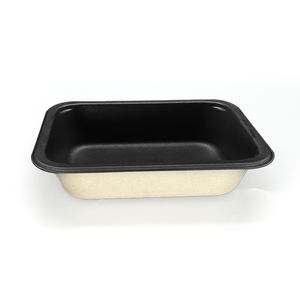 <span class=keywords><strong>Bac</strong></span> alimentaire <span class=keywords><strong>noir</strong></span> personnalisé sans PFAS biodégradable compostable jetable en fibre de pâte à papier à 3 compartiments - Product Image 4