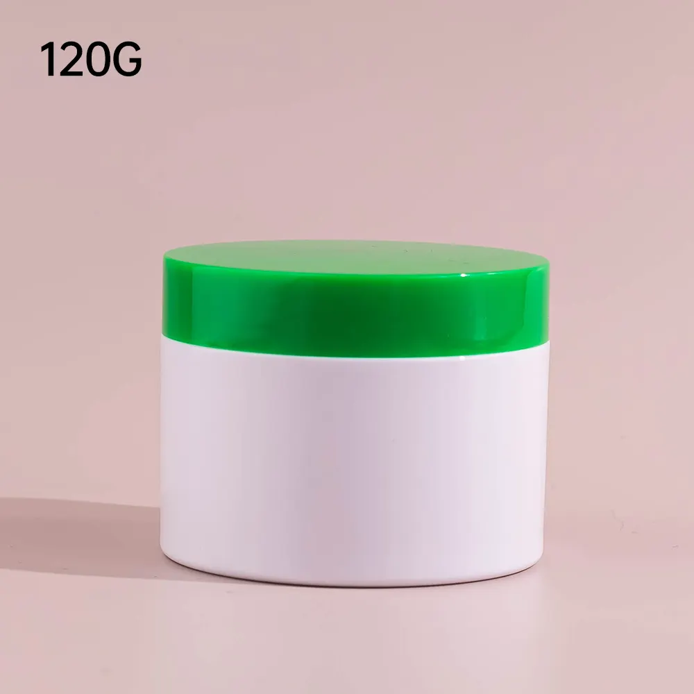 O corpo amigável de empacotamento sustentável de Eco engarrafa o frasco de plástico luxuoso do ANIMAL DE ESTIMAÇÃO 120ml para manteiga com tampa verde