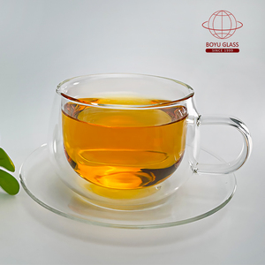 <span class=keywords><strong>Vasos</strong></span> y platillos de té turco de cristal de alta calidad de doble pared, Taza y plato <span class=keywords><strong>para</strong></span> regalos de fiesta de té de cristal, bodas de inauguración - Product Image 6