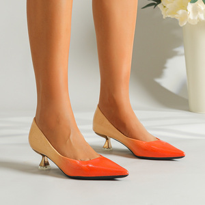Tacchi con Stampa Coccodrillo Sfumata Haute Couture - <span class=keywords><strong>Scarpe</strong></span> di Design Arancione Beige con Punta a Spillo e <span class=keywords><strong>Tacco</strong></span> Medio - Product Image 2