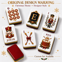 Ensemble de Mahjong Américain de Noël Personnalisé de Luxe Moderne, Tuiles Acryliques Gravées à 4 Couches, Designer Original, Fêtes, OEM ODM, 4 Joueurs