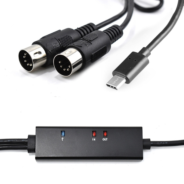 MIDI to USB C Adapter Converter Cable for Guitar Parts Accessories