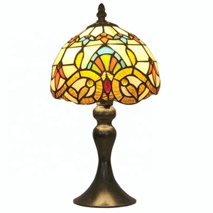 LongHuiJing Baroque <b>Small</b> Mini Tiffany Table Lamp With Colourful Stained Glass Lampshade Handmade Art Lamps - Product Image 1