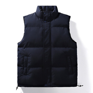 Workwear Vest Black Unisex Stand Collar Thick Down Cotton Winter Uniform Custom Logo Printing - Product Image 3