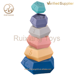 Suministro de fábrica, torre de apilamiento suave de PVC, juguete de juego, bloque de silicona colorido, exprimible, juego para niños, descripción, caja embalada - Product Image 4