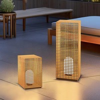 Lampe solaire LED de jardin style japonais en acier inoxydable IP67 étanche, lumière de sol extérieure avec capteur pour villa, patio, balcon, pelouse