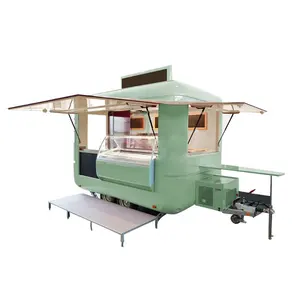 Hot Sell Market Stall Model Hawaiian Outside Mobile Dinner New Remorque Truck Crepe Wood Food Cart Trailer