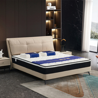 Lit moderne pleine grandeur, doux et confortable, rembourré en duvet, avec revêtement en cuir durable, design écologique