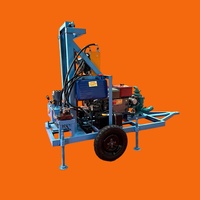 Machine de forage de puits tubulaires diesel 22HP 25HP 35HP, mini-foreuse rotative pour puits d'eau, profondeur max. 300m, pompe tricycle