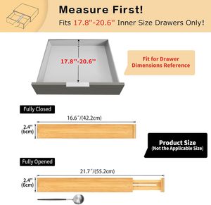 Natural Bamboo <b>Drawer</b> Dividers Organizers Adjustable <b>Drawer</b> Dividers for Kitchen Bedroom Bathroom Dresser Office - Product Image 2