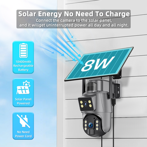 Caméra de sécurité solaire à double objectif 6MP, IP66, lumière extérieure, alarme sonore, WiFi, caméra solaire pour la <span class=keywords><strong>surveillance</strong></span> à domicile, audio bidirectionnel, caméra solaire - Product Image 1
