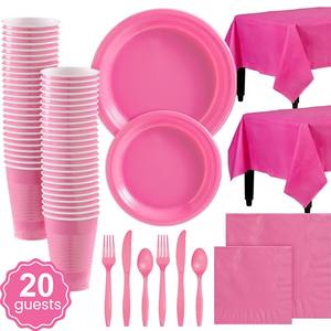 16 औंस पेपर कप के साथ खुश जन्मदिन के लिए एकल रंग डिस्पोजेबल पेपर टेबलवेयर सेट - Product Image 3