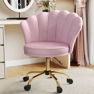 Shell Lift <b>Chair</b> Ergonomic Design Thick Cushion Adjustable Height Swivel Gold <b>Base</b> Modern Stylish <b>Office</b> <b>Chair</b> for Home Use - Product Image 1